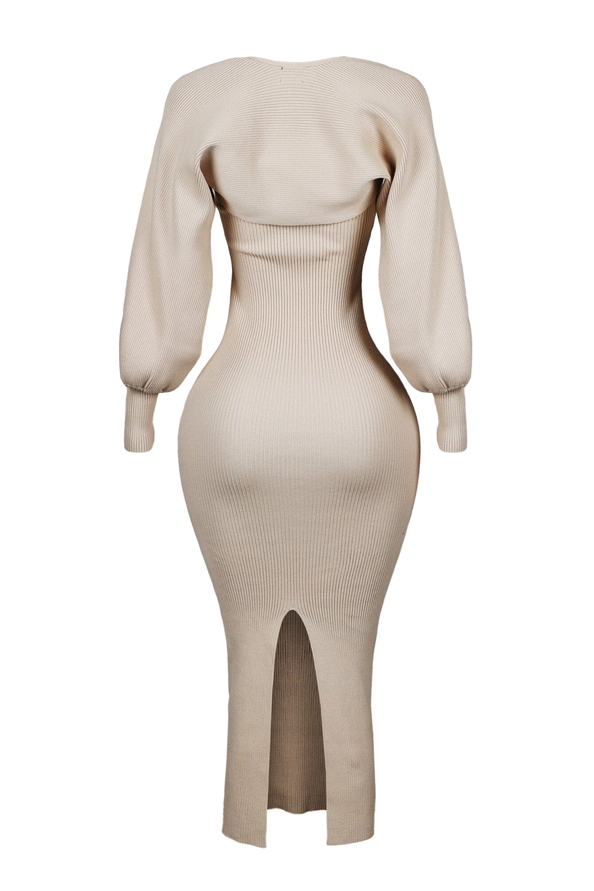 Women Long Sleeve Midi Dress Bodycon Balloon Sleeves | Soraya