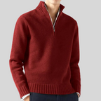 Men's half-zip pullover sweater wool blend, warm winter knitwear