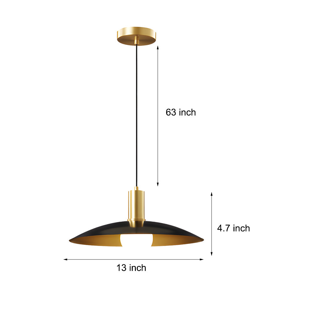 Brass pendant lamp mid-century style with white milk glass shade, 1-light E27