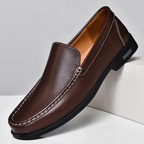 Men leather loafers slip on moccasins with cushioned insole and rubber outsole