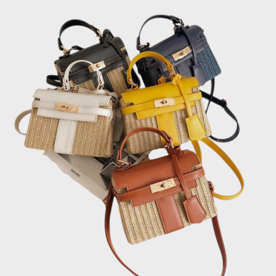 Women's structured top handle handbag, compact 20x20x14cm, available in coffee, black and yellow