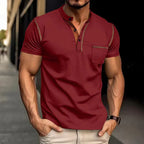 Men's polo shirt cotton blend regular fit short sleeve button placket