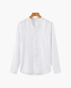 Men's linen summer set white shirt beige shorts and black retro sunglasses 3-piece outfit