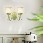 Green floral glass wall lamp, 3-step dimmable, 1 or 2-light indoor fixture