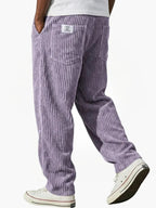 Men's corduroy drawstring trousers relaxed fit all-season smart casual