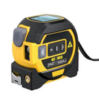 Laser tape measure 3-in-1 infrared rangefinder with LCD display, yellow and blue