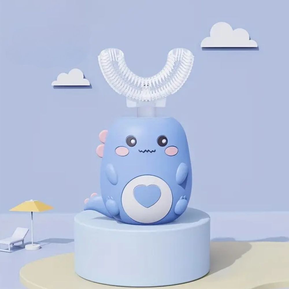 Kids electric toothbrush 360 U-shape sonic with smart timer and blue light, rechargeable