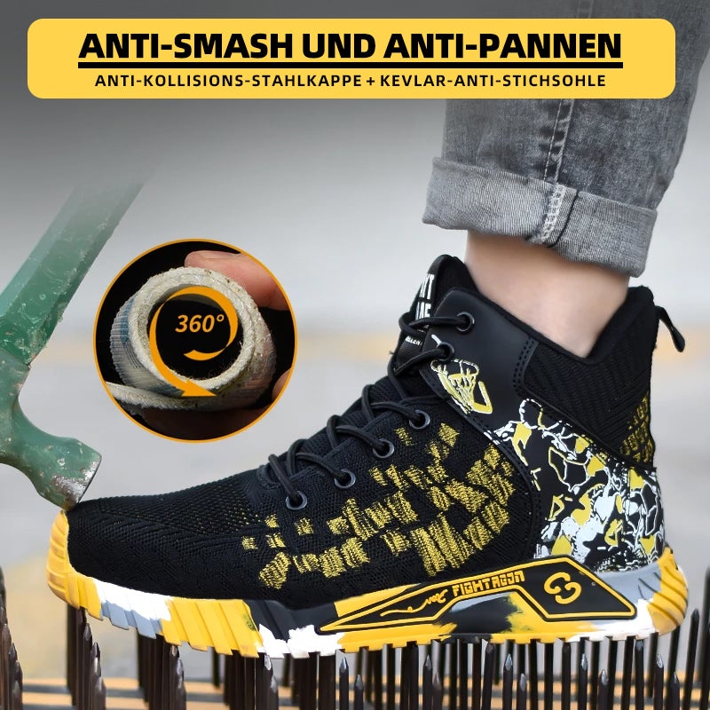 Safety shoes with steel toe and anti-puncture Kevlar sole, ankle protection, EN ISO 20345