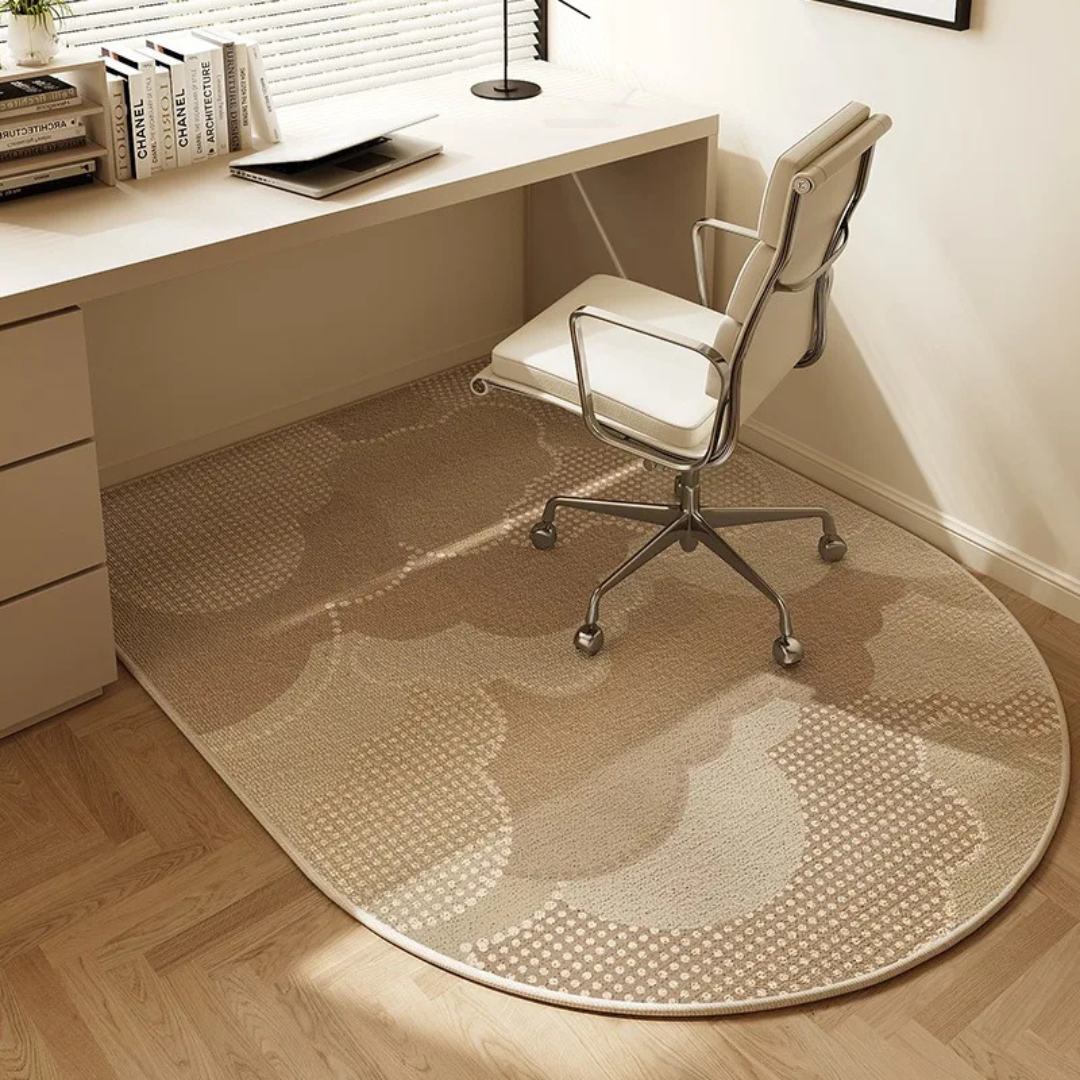 Office chair mat with non-slip backing for floor protection, polyester fleece geometric design