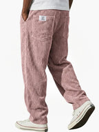 Men's corduroy drawstring trousers relaxed fit all-season smart casual