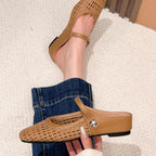 Women's woven mule flats with orthopedic sole, backless slip-on style in 6 colors