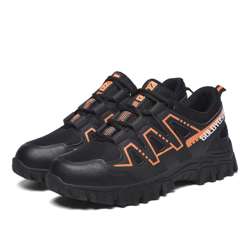 Safety shoes with steel toe cap, anti-slip puncture-resistant sole, breathable mesh upper