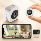 1080P wireless security camera with night vision and magnetic mount, compact indoor design
