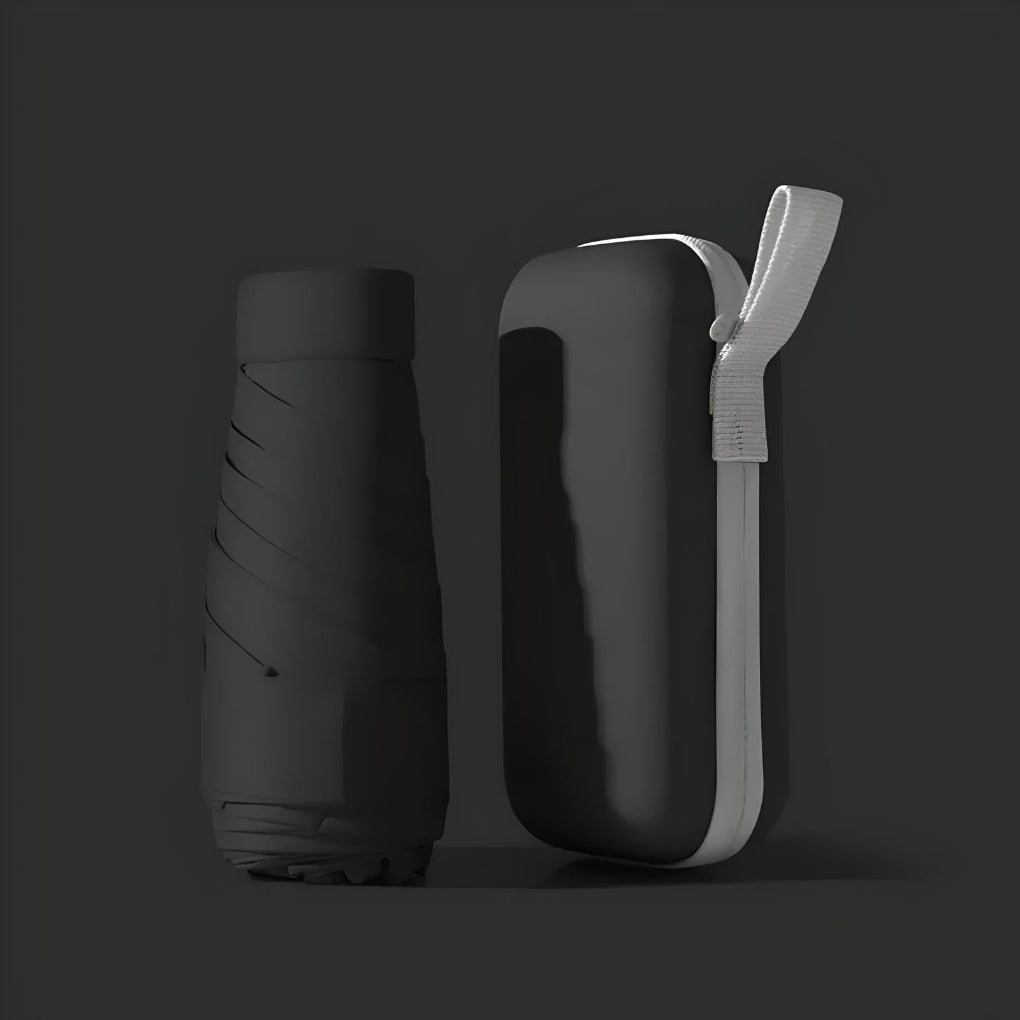Compact travel umbrella with waterproof hard case, windproof 100cm canopy