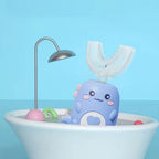 Kids electric toothbrush 360 U-shape sonic with smart timer and blue light, rechargeable
