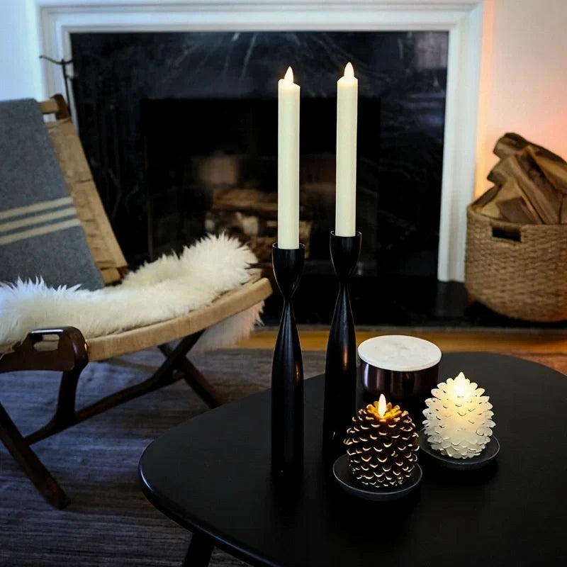 LED pinecone candles flameless warm white with remote and timer