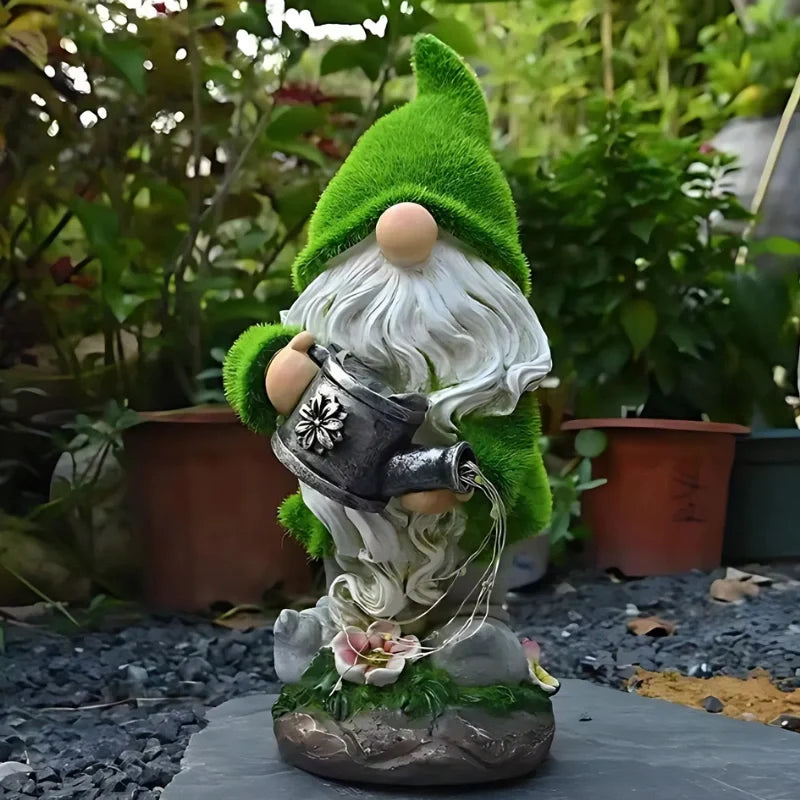 Solar garden gnomes outdoor decor warm white glow weather-resistant resin