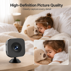 1080P wireless security camera with night vision and magnetic mount, compact indoor design