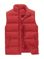Men's quilted vest sleeveless body warmer with zip pockets and stand collar