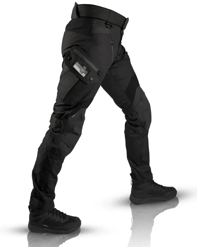 Men tactical cargo pants multi pocket water resistant in black and military green