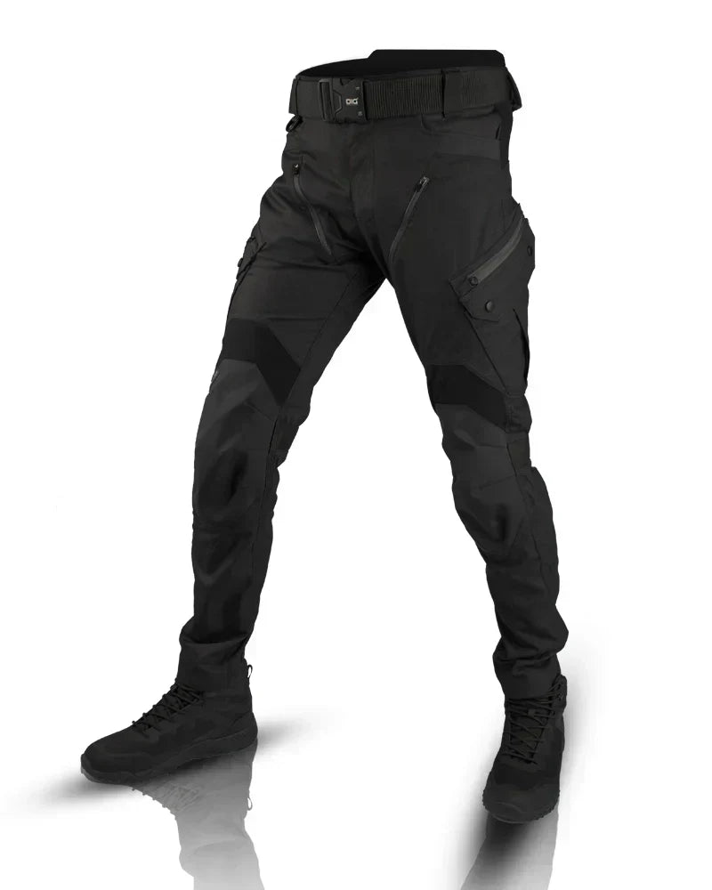 Men tactical cargo pants multi pocket water resistant in black and military green