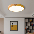 Scandinavian wood LED ceiling light, round modern indoor flush mount