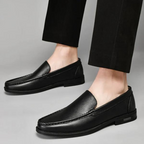 Men leather loafers slip on moccasins with cushioned insole and rubber outsole