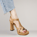 Women eco leather sandals handmade in beige brown and black EU 35-40