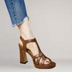 Women eco leather sandals handmade in beige brown and black EU 35-40
