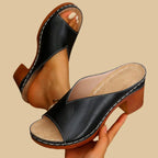 Women orthopedic sandals thick block heel with buckle closure in multiple colors