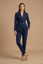Women 2 piece blazer set shawl collar with straight leg trousers