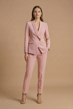 Women 2 piece blazer set shawl collar with straight leg trousers