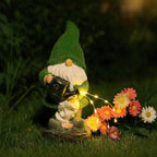Solar garden gnomes outdoor decor warm white glow weather-resistant resin
