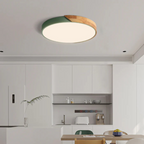 Scandinavian wood LED ceiling light, round modern indoor flush mount