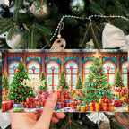 Diamond painting Christmas cards DIY kit with Santa and animal designs, 12pcs multicolor