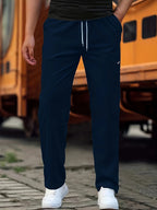 Men's jogger pants casual everyday trousers relaxed fit cotton blend