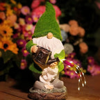 Solar garden gnomes outdoor decor warm white glow weather-resistant resin
