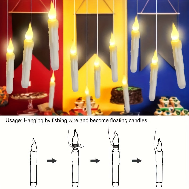 Flameless LED floating candles 12 pack with magic wand remote control for Christmas and Halloween decor