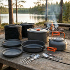 16-piece nesting camping cookware set, lightweight compact kit for backpacking and hiking