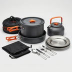 16-piece nesting camping cookware set, lightweight compact kit for backpacking and hiking