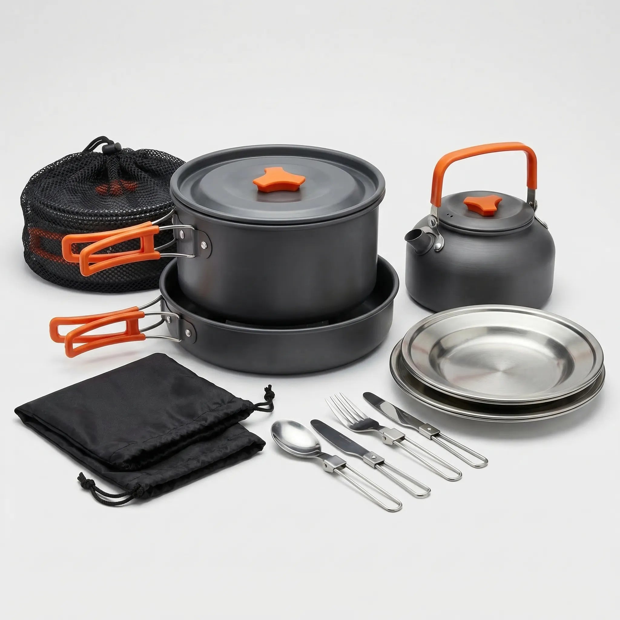 16-piece nesting camping cookware set, lightweight compact kit for backpacking and hiking