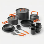 16-piece nesting camping cookware set, lightweight compact kit for backpacking and hiking