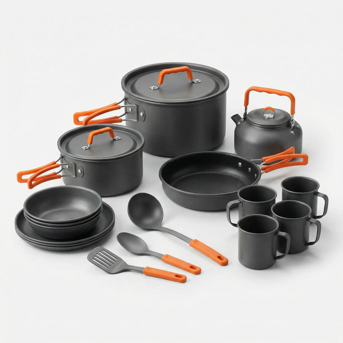 16-piece nesting camping cookware set, lightweight compact kit for backpacking and hiking
