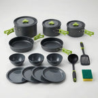 16-piece nesting camping cookware set, lightweight compact kit for backpacking and hiking