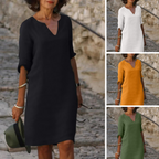 Women V-Neck Dress lightweight flattering silhouette multiple colours