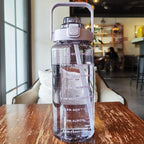 2L motivational water bottle with time markings and removable straw, BPA-free