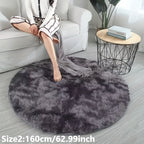 Round plush rug tie-dye soft non-slip, living room bedroom yoga mat