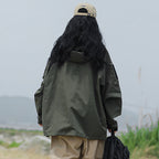 Women water repellent windbreaker jacket lightweight wind resistant