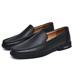 Men leather loafers slip on moccasins with cushioned insole and rubber outsole