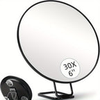 Magnifying makeup mirror 10X 20X 30X with 360° adjustable stand and suction cups, black